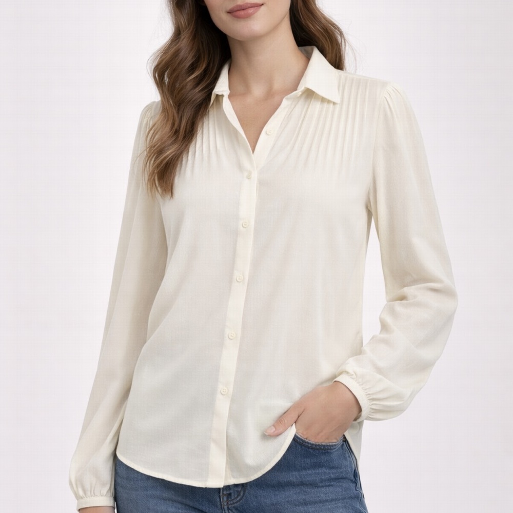 Express Cream Button Down Shirt - image 1